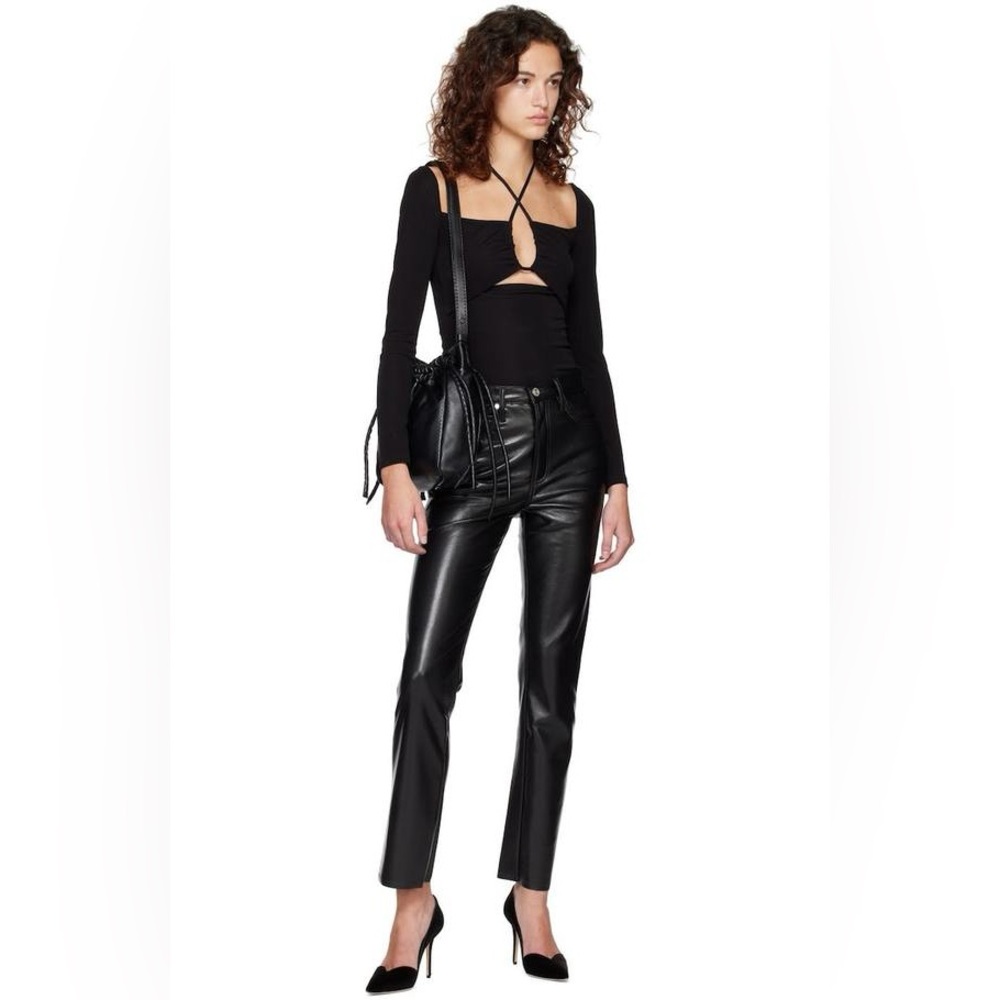 Frame Le High n Tight straight in black recycled leather edgy coachella moto